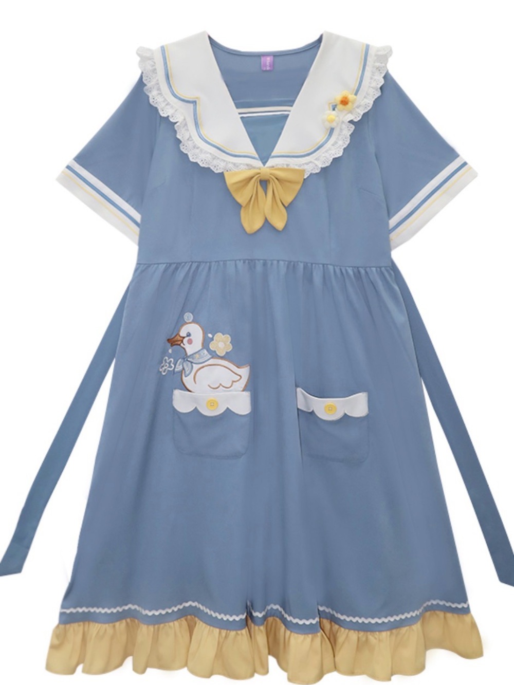 Hard Candy - Blue Sailor-Style Mini Dress with Yellow Bow - Plus Size